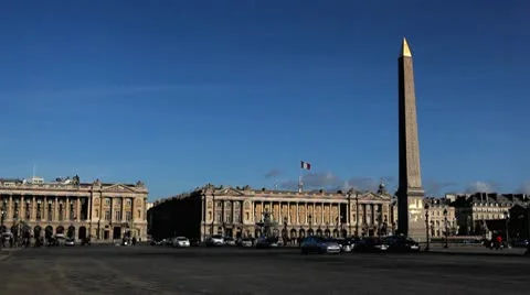 Place de la Concorde, Egyptian Obelisk, Ferris Wheel in Paris, France Stock Footage 10680363