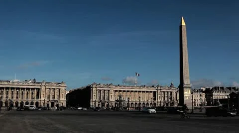 Place de la Concorde, Egyptian Obelisk, Ferris Wheel in Paris, France Stock Footage 10680516