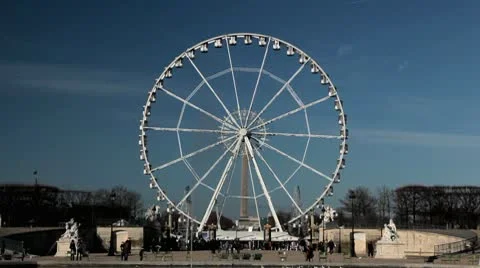 Place de la Concorde, Egyptian Obelisk, Ferris Wheel in Paris, France Stock Footage 10681003