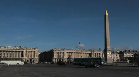 Place de la Concorde, Egyptian Obelisk, Ferris Wheel in Paris, France Stock Footage 10724657