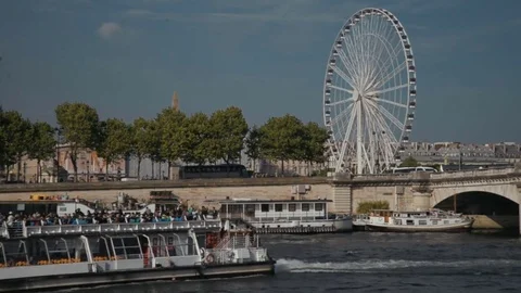 Place de la Concorde, Egyptian Obelisk, Ferris Wheel in Paris, France Stock Footage 76586646