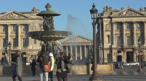 Place de la Concorde, Fontaines, The Madeleine church paris tourism tourist Stock Footage