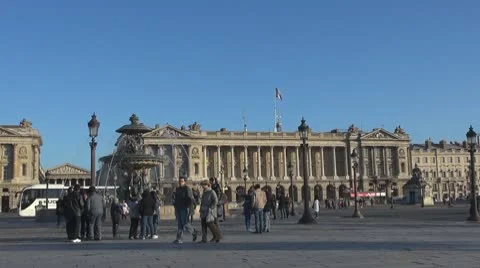 Place de la Concorde, Fontaines, The Madeleine church Stock Footage 10760112