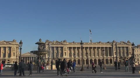 Place de la Concorde, Fontaines, The Madeleine church Stock Footage 10760309