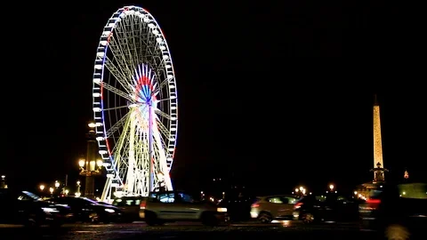 Place de la Concorde with the great Obelisk of Luxor. Stock Footage 107091117