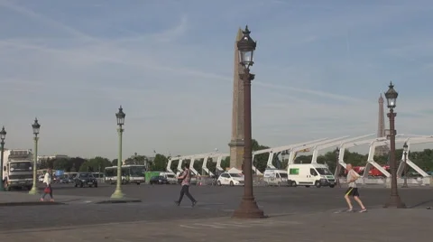 The Place de la Concorde, major public squares in Paris France, car traffic view Stock Footage 51654743