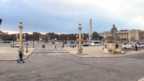 Place de la Concorde square in Autumn in Paris, France in October  Stock Footage 229389289