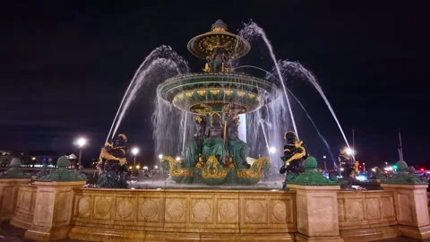 Place de la Concorde Traffic Trails Night Stock Footage 328267291