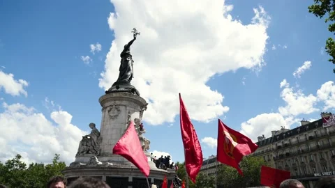 Place de la Republique - Black Lives Matter Protest  in Paris, France Stock Footage 132779102