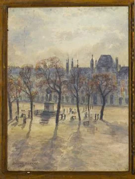 Place des Vosges, element of a triptych Gilbert Louis Bellan (1868-1938). ... Stock Photos