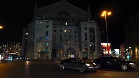 Place Diaghilev square with the back of the Opera Garnier theatre Paris, France Stock Footage 245459315
