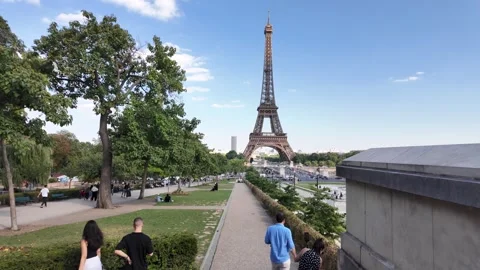 Place du Trocadero with Eiffel Tower view in Paris 库存影片 344695083