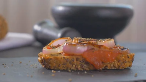 Place an egg on a sandwich. Appetizing Stock-Footage 109551733