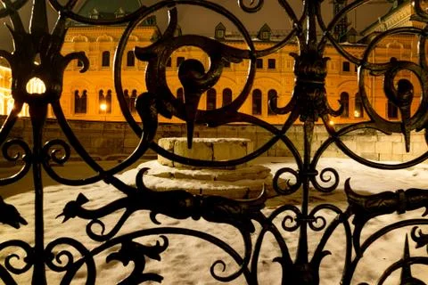 Place of execution in red square at night. Stock Photos