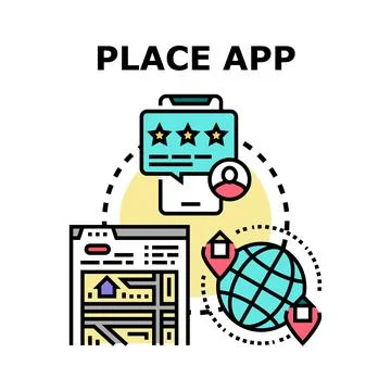 Place finding application service concept online Stock Illustration