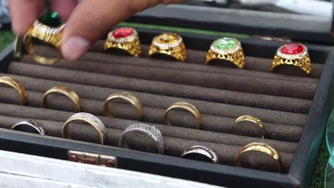 Place the gemstone ring in the box Stock Footage 119758137