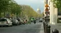 Place Henri Queuille with gold dome of Les Invalides in the distance. HD Footage