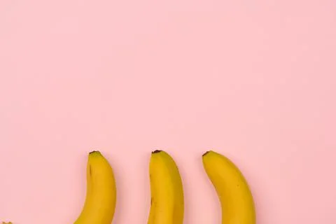 Place to insert with bananas at the bottom on a light background Stock Photos
