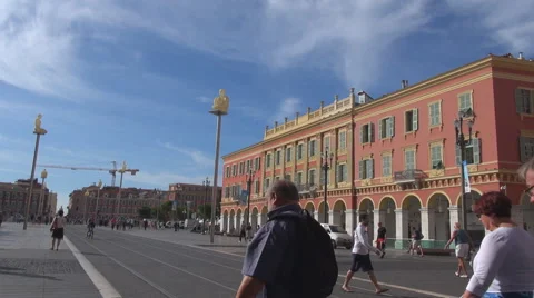 Place Massena public square Nice center pedestrian people travel walking summer  Stock Footage 44265612