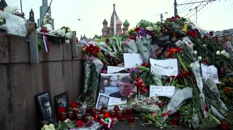 Place of the murder of Boris Nemtsov Stock Footage 47605530