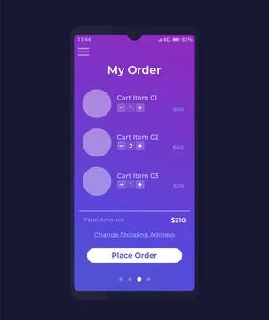 Place Order mobile app ui design, vector イラスト素材