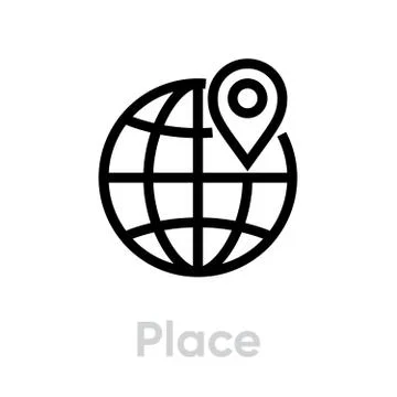 Place pointer location globe earth icon. Editable line vector. Simple isolated Stock-Illustration