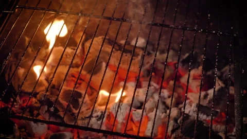 Place a raw piece of beef steak on the grill rack. Stock Footage 135615296