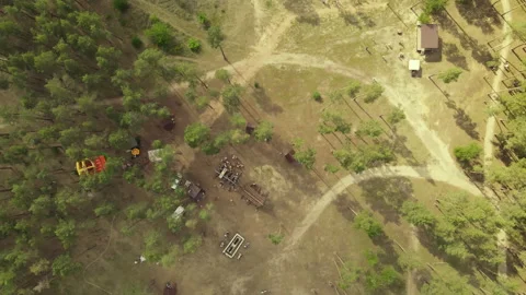 Place to relax in the middle of a pine forest. Stock Footage 155104945