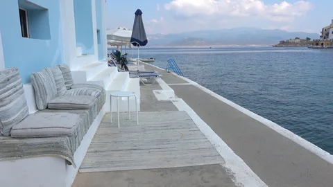 Place for rest at the bay seafront Stock Footage 118501239