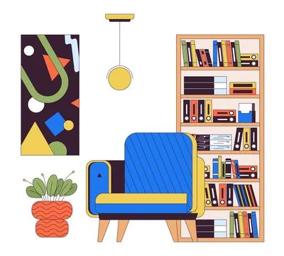 Place to rest at home 2D linear cartoon object Illustrazione stock