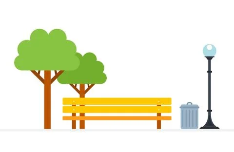Place of rest in the park vector flat material design isolated object on white Stock Illustration