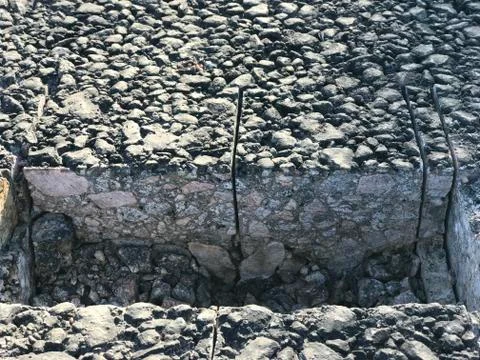 Place of sample of asphalt concrete coating. Kern Foto stock