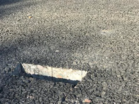 Place of sample of asphalt concrete coating. Kern Foto stock