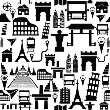 Place seamless pattern background icon. Stock Illustration
