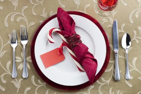 Place setting on dining table Stock Photos