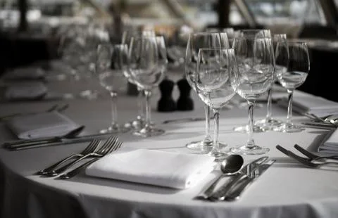 Place Setting at Dining Table Stock Photos