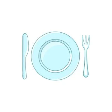 Place setting with empty dish fork and knife icon Stock Illustration