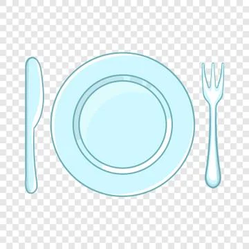 Place setting with empty dish fork and knife icon Stock Illustration