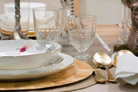 Place setting in an expensive restaurant Stock Photos