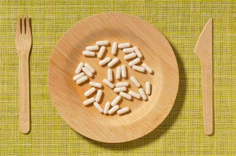 Place Setting with Pills Stock Photos