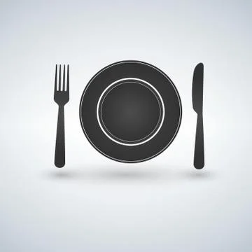 Place setting with plate, knife and fork Stock Illustration
