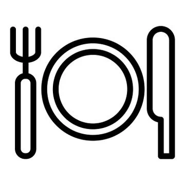 Place setting with plate, knife and fork line icon. Cutlery vector illustration Stock Illustration