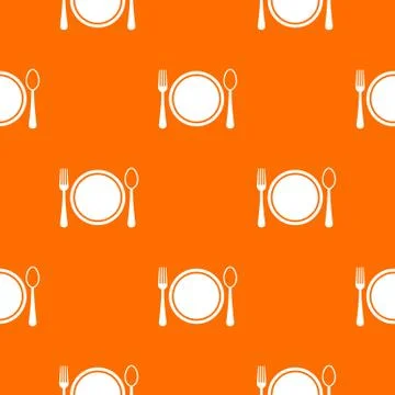 Place setting with plate,spoon and fork pattern seamless Stock Illustration
