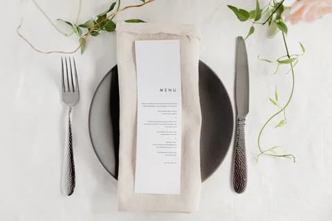 Place setting at a restaurant table Stock Photos