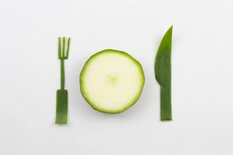 Place setting of vegetables Stock Photos