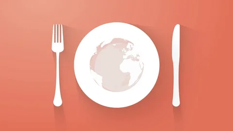 Place setting, with world globe Stock Footage 96479480