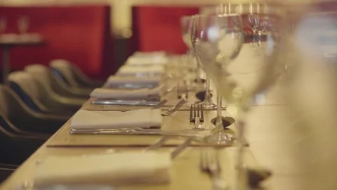 Place settings for banquet Stock Footage 75193018