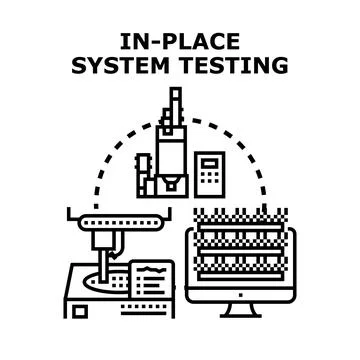 In place system testing automation evaluating product quality Illustrazione stock