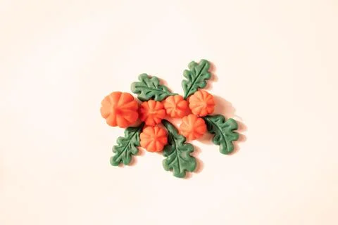 A place for text and small orange pumpkins , Halloween concept Stock Photos
