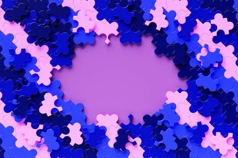 Place for text around a frame of voluminous multi-colored puzzles. Business c イラスト素材